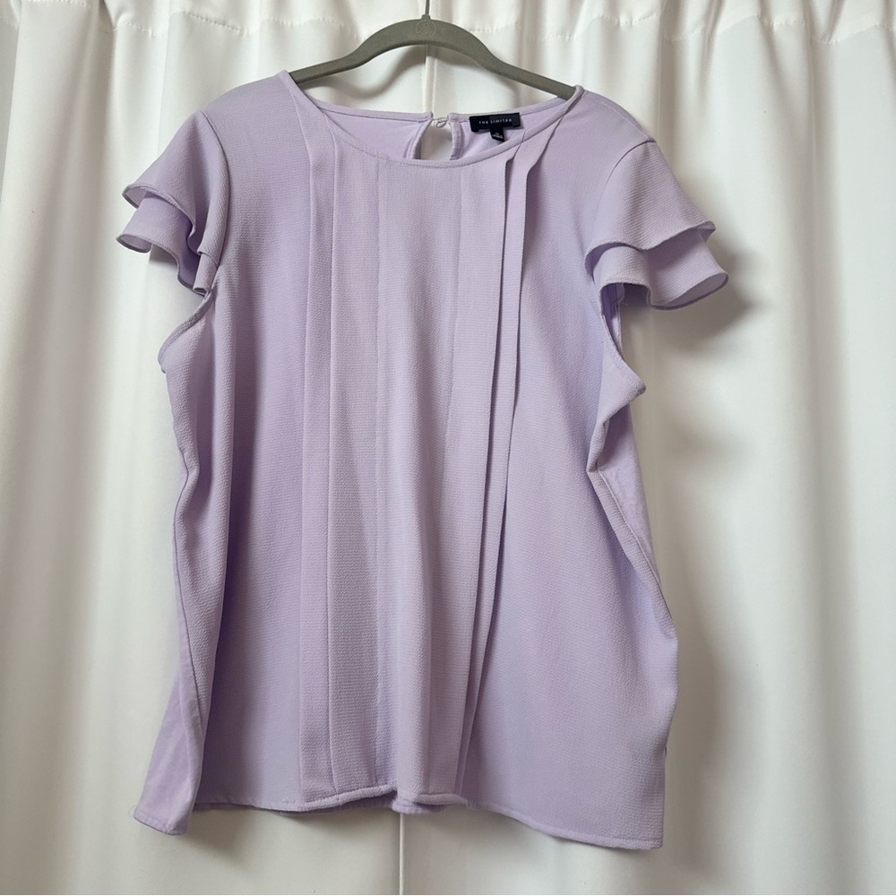 The Limited Light Purple Lilac Ruffle Sleeve Chiffon Blouse Size XL